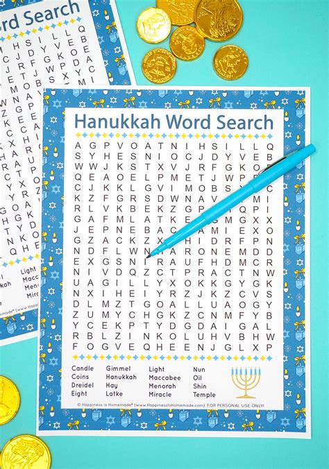 Printable Hanukkah Word Search